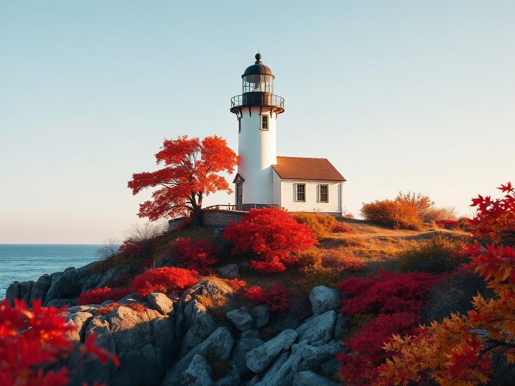 Küste und Herbstlandschaft in New England